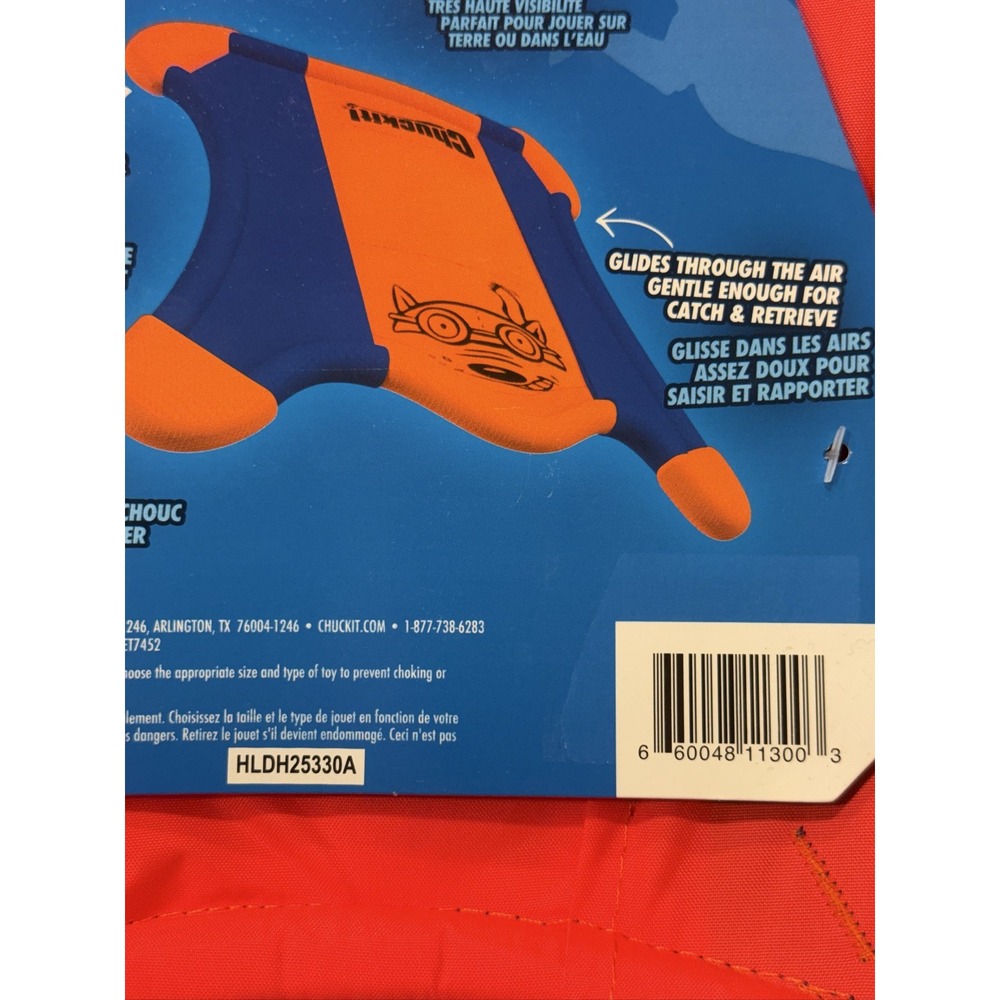 Chuckit! Flying Squirrel Medium Floating Canvas Dog Toy Orange Blue - Picture 4 of 16